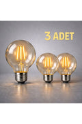 G95 LED Filament Ampul 4W E27 2700K Sıcak Sarı 400 Lümen Dimmerli Dekoratif Rustik Ampül