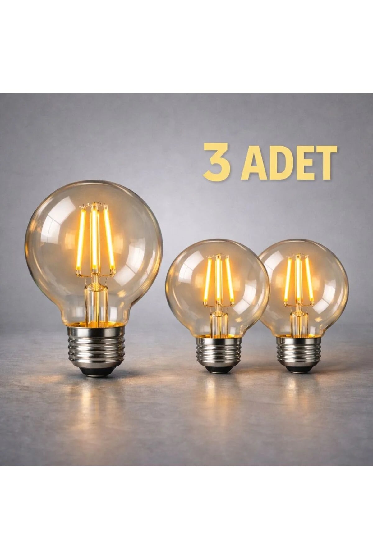 G95 LED Filament Ampul 4W E27 2700K Sıcak Sarı 400 Lümen Dimmerli Dekoratif Rustik Ampül