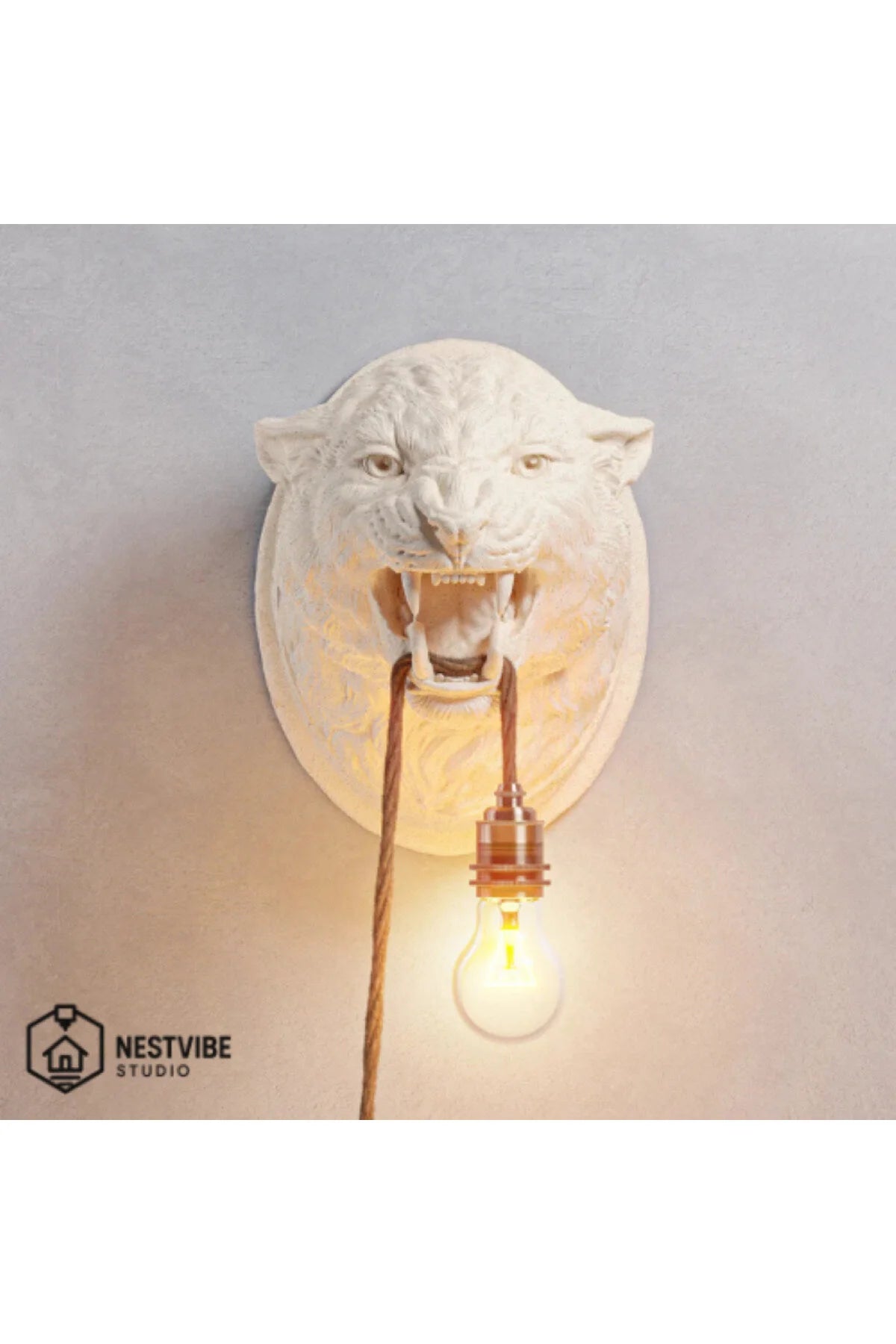 Leopar Başlı Şık Ve Modern Duvar Lambası NESTVİBE Özel Seri