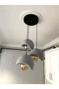 Beton Görünümlü Modern Şık İskandinav Tarz 3 Başlıklı Avize