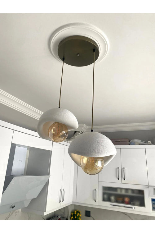 Beton Görünümlü Modern Şık İskandinav Tarz 2 Başlı Avize