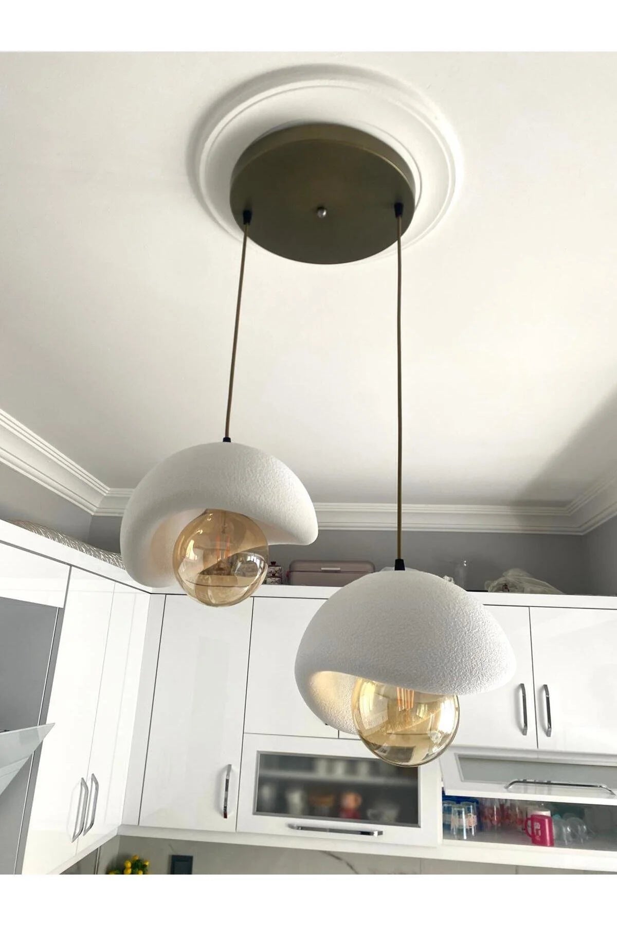 Beton Görünümlü Modern Şık İskandinav Tarz 2 Başlı Avize