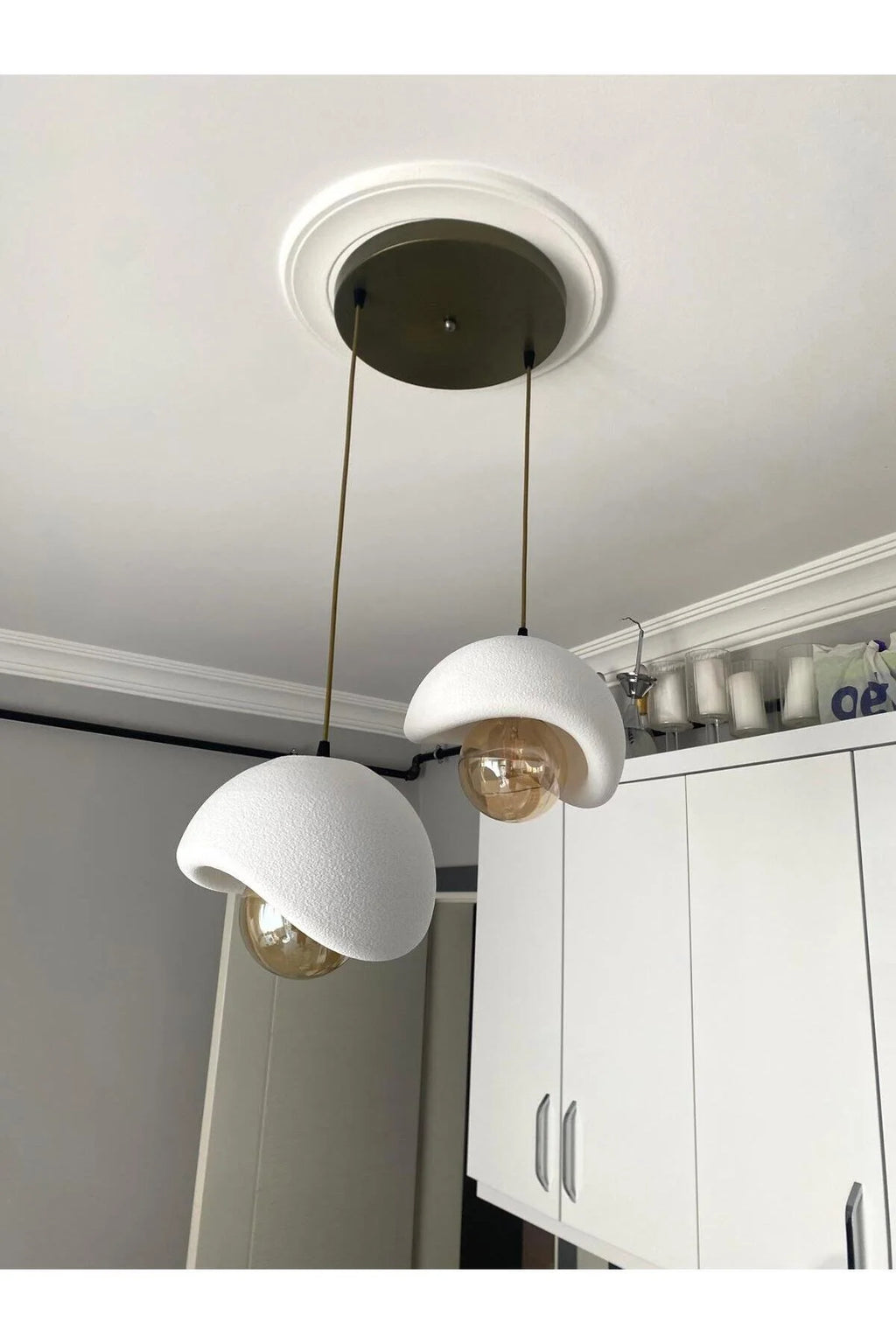 Beton Görünümlü Modern Şık İskandinav Tarz 2 Başlı Avize