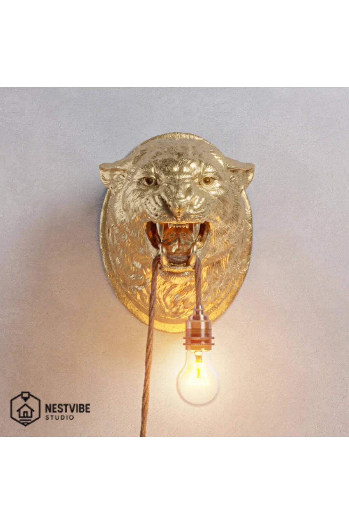 Leopar Başlı Şık Ve Modern Duvar Lambası NESTVİBE Özel Seri