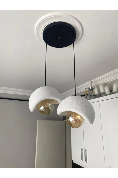 Beton Görünümlü Modern Şık İskandinav Tarz 2 Başlı Avize