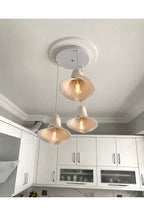 Su Zambağı Taş Dokulu Modern İskandinav Tarz 3lü Sarkıt Oturma Odası - Salon Avize