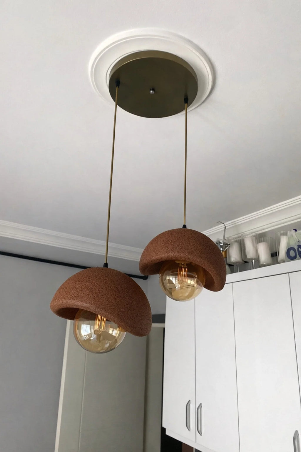 Beton Görünümlü Modern Şık İskandinav Tarz 2 Başlı Avize