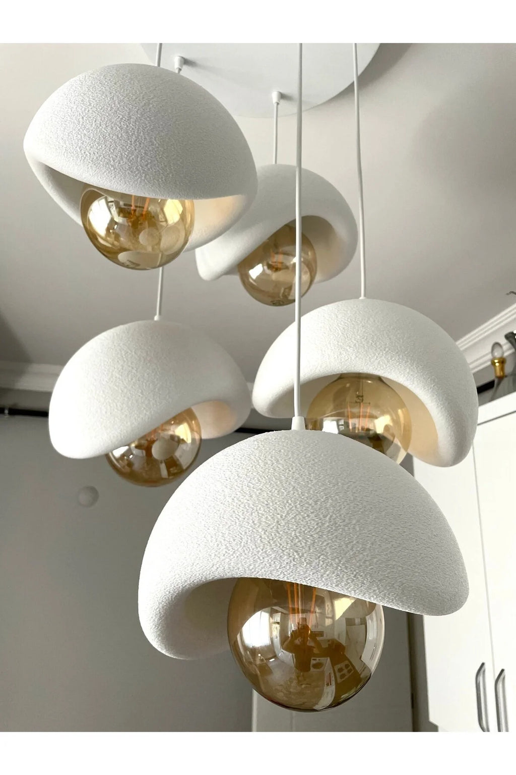 Modern 5'li Avize Beton Dokulu - Salon ve Oturma Odası İçin Şık Tasarım