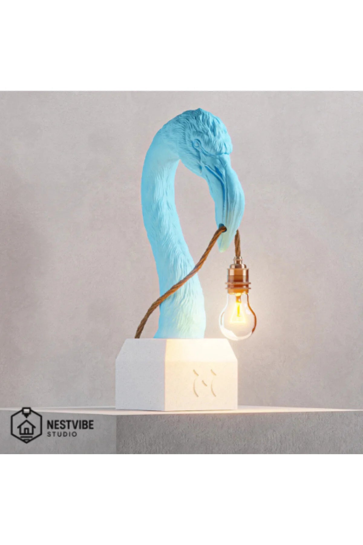 Flamingo Başlı Tasarımlı Şık Masa Lambası Nestvibe Studio Özel Seri