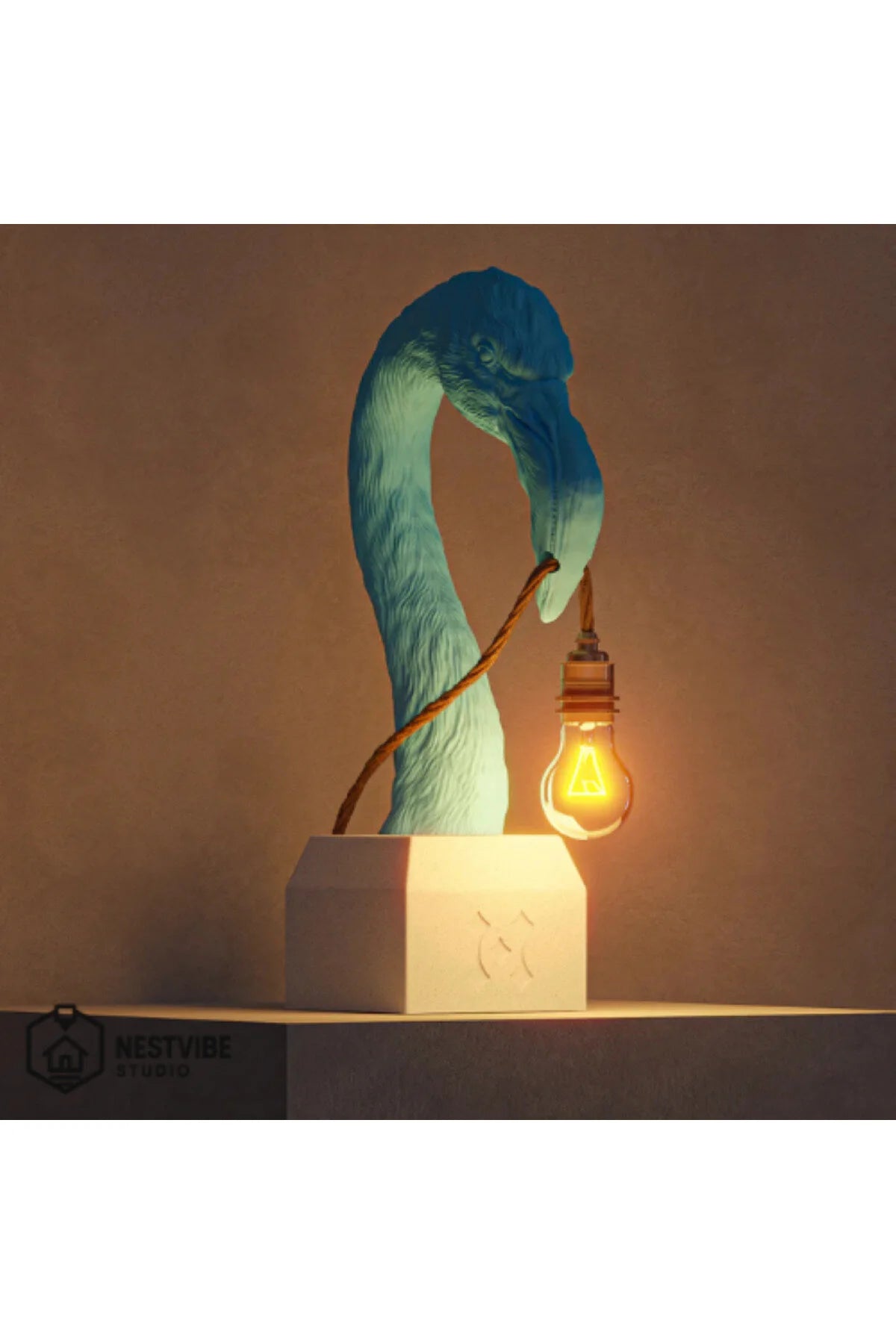 Flamingo Başlı Tasarımlı Şık Masa Lambası Nestvibe Studio Özel Seri