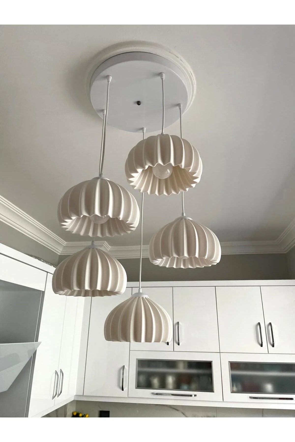 Solis Modern 5’li Sarkıt Avize Salon ve Mutfak Aydınlatması Şık Bohem Tarz