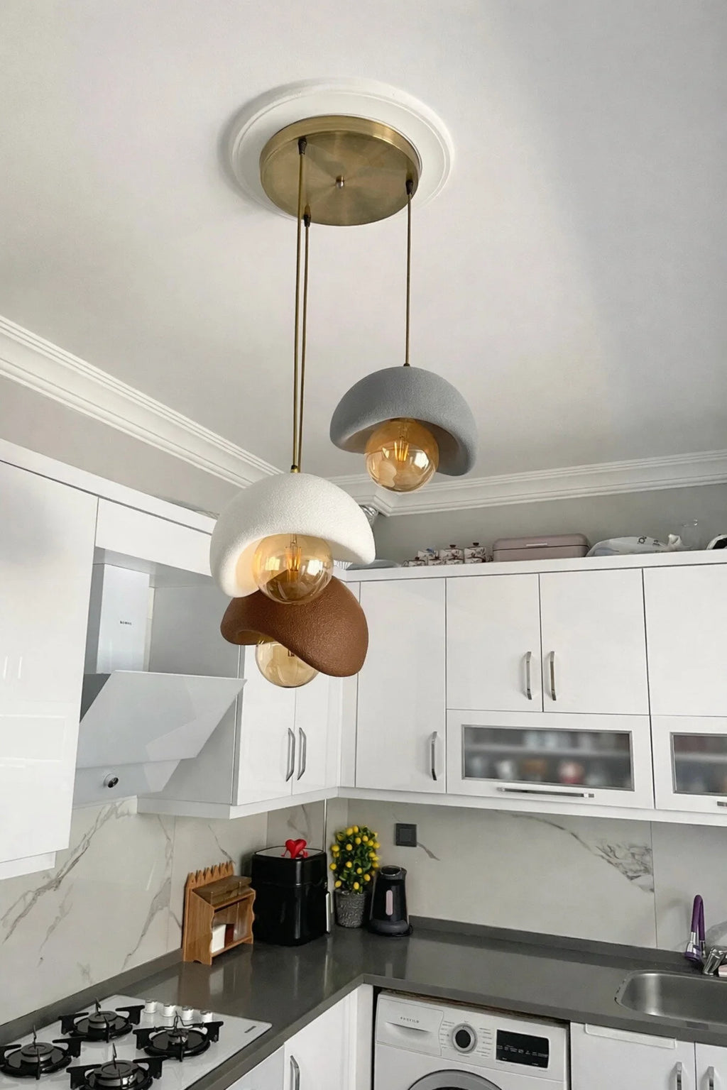 Beton Görünümlü Modern Şık İskandinav Tarz 3 Başlıklı Avize