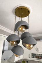 Modern 5'li Avize Beton Dokulu - Salon ve Oturma Odası İçin Şık Tasarım